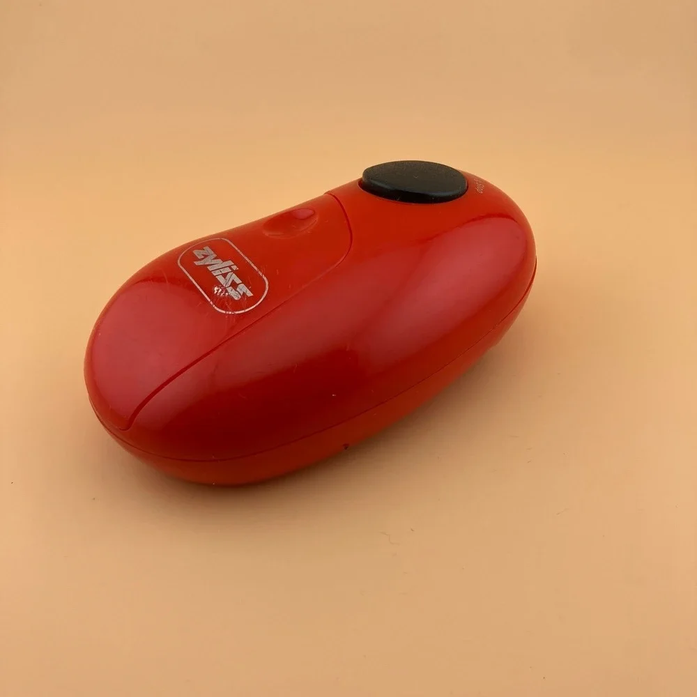 Zyliss EasiCan Electronic Can Opener Battery Operated Hands Free Red, EUC! WORKS